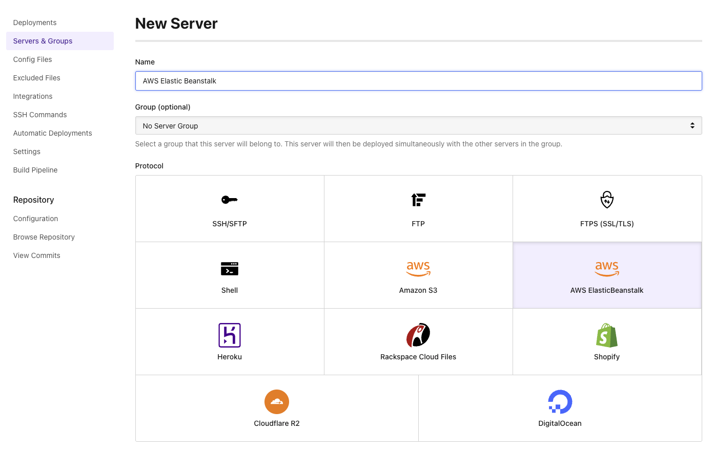 Select AWS EB